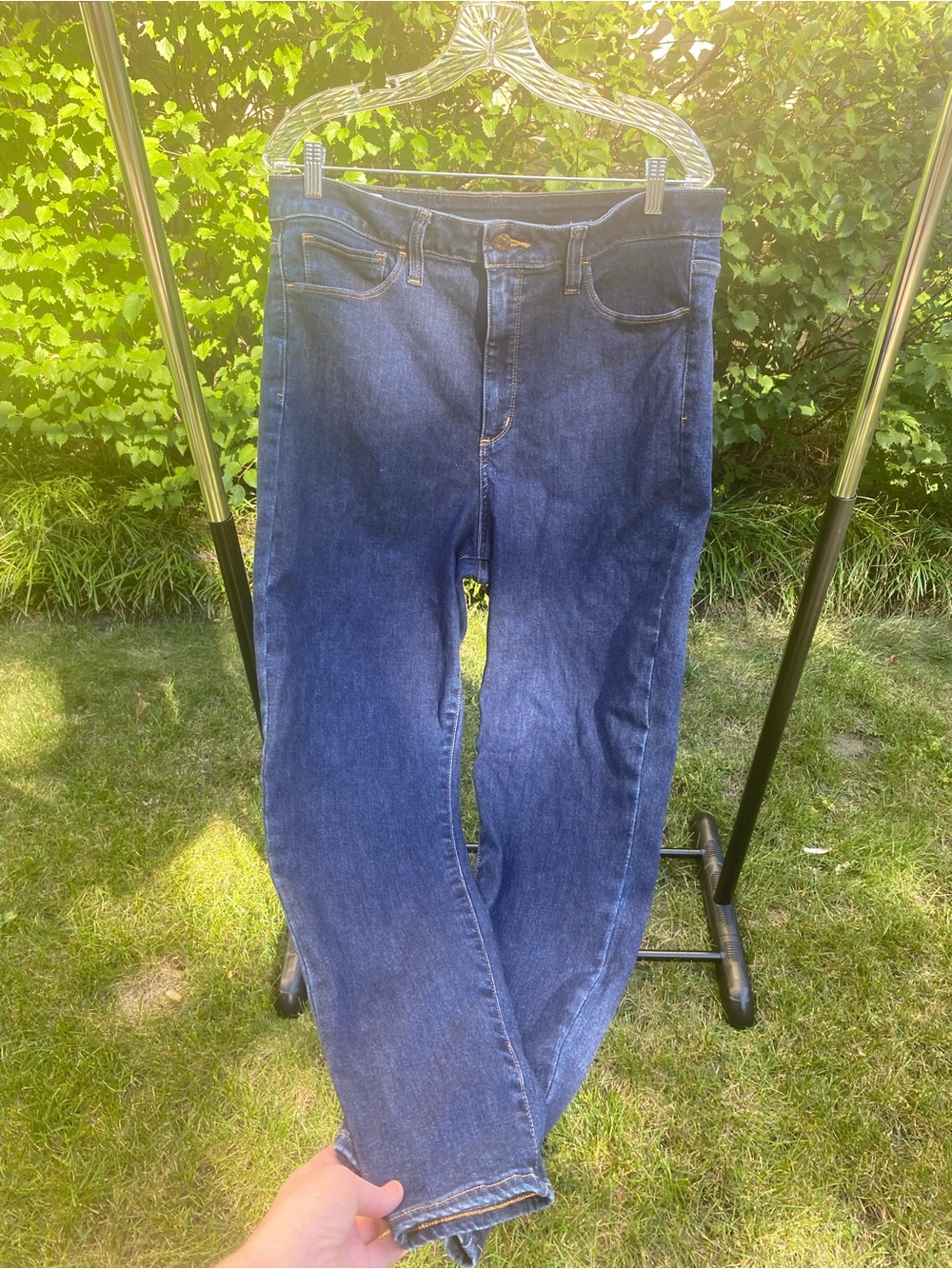 GAP Women's Universal Jegging Sky High Straight Leg Jeans Dark Blue Wash Denim